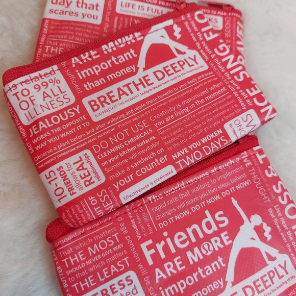 Lululemon Red Slogan Zipper Closure Coin/Card Holder Pouch - Picture 9 of 9